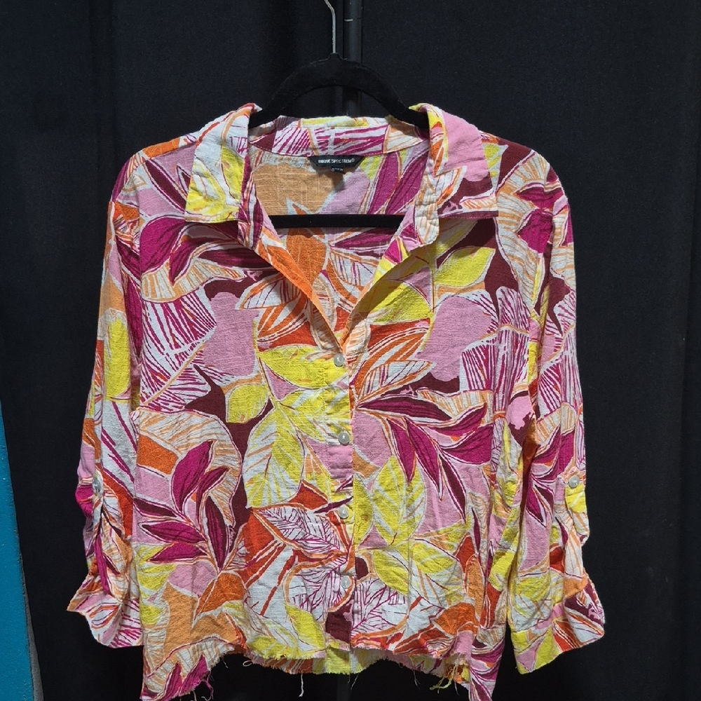 Unique Spectrum Women's Button Down Shirt - Pink, Orange, Yellow